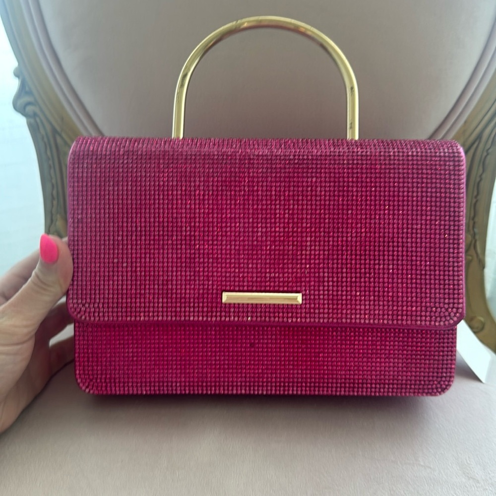 NWT pink rhinestone clutch